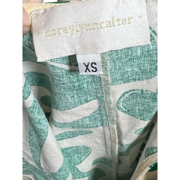 Corey Lynn Calter Linen Jumpsuit Tropical Adjustable Romper Green Floral XS - Picture 8 of 13